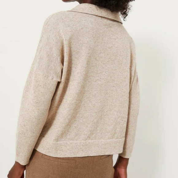 Tuckernuck Clayton Long Sleeve Knit Polo Tan Size XL/XXL Linen Blend - Picture 3 of 13